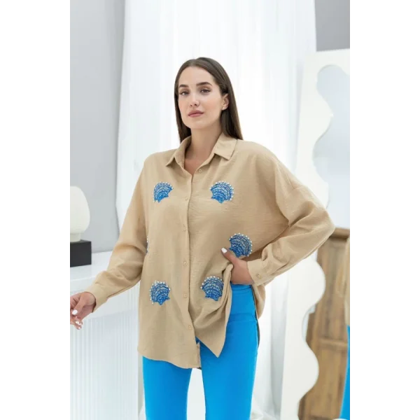 Vizon Deniz Kabuk Desenli Gömlek