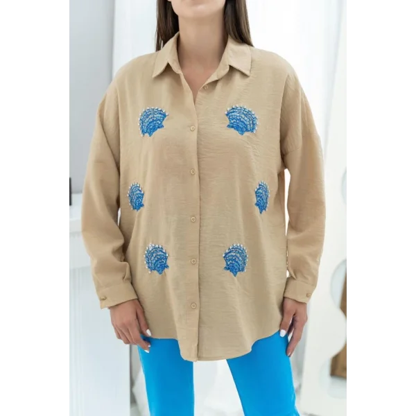 Vizon Deniz Kabuk Desenli Gömlek