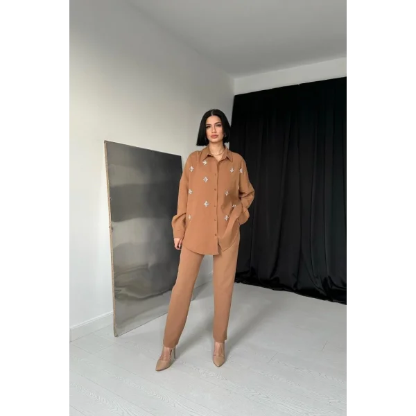 Vizon Gömleği Taşlı Fitilli Takım