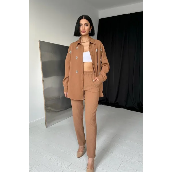 Vizon Gömleği Taşlı Fitilli Takım