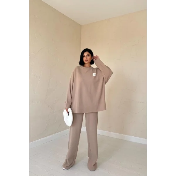 Vizon Klasik Fitilli Kazak Ve Pantolon Takım