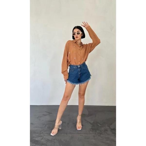 Vizon Taş İşlemeli Gömlek