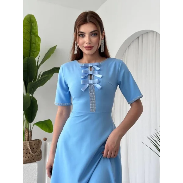 Wera Taşlı Fiyonk Detaylı Elbise