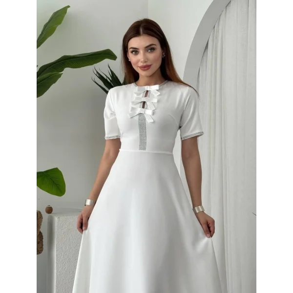 Wera Taşlı Fiyonk Detaylı Elbise