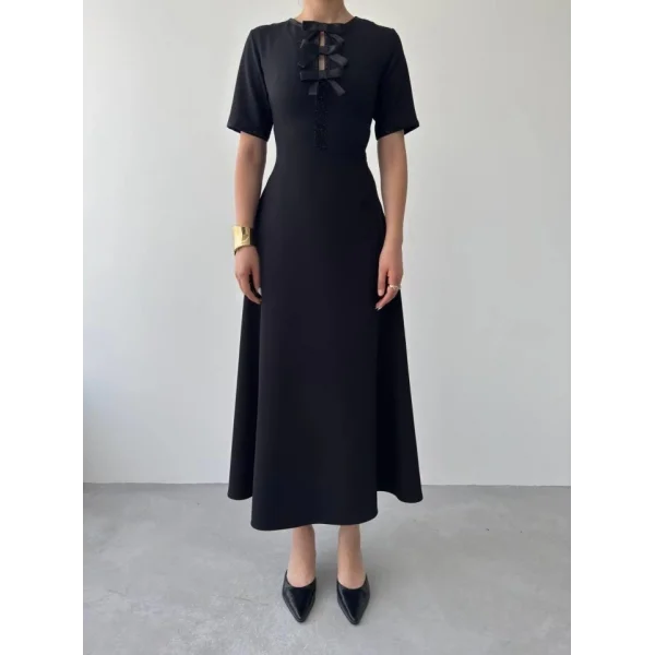 Wera Taşlı Fiyonk Detaylı Elbise