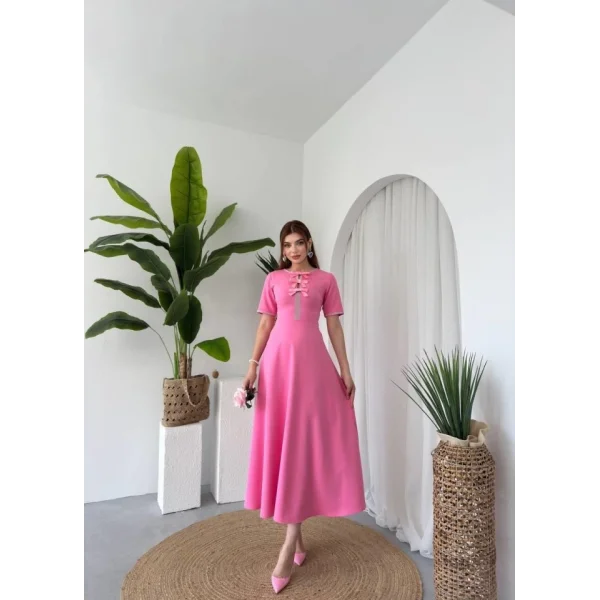 Wera Taşlı Fiyonk Detaylı Elbise