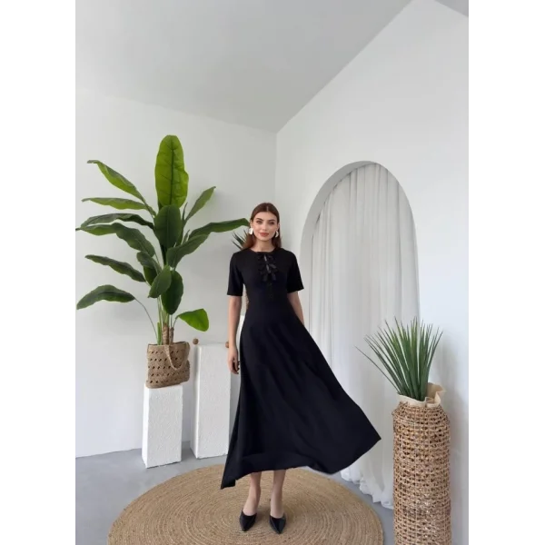 Wera Taşlı Fiyonk Detaylı Elbise