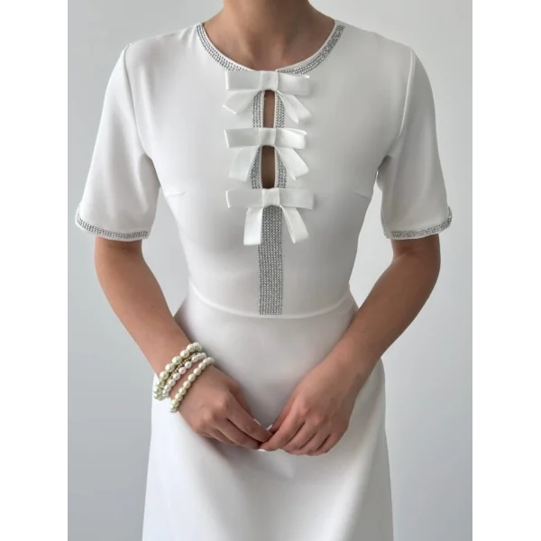 Wera Taşlı Fiyonk Detaylı Elbise