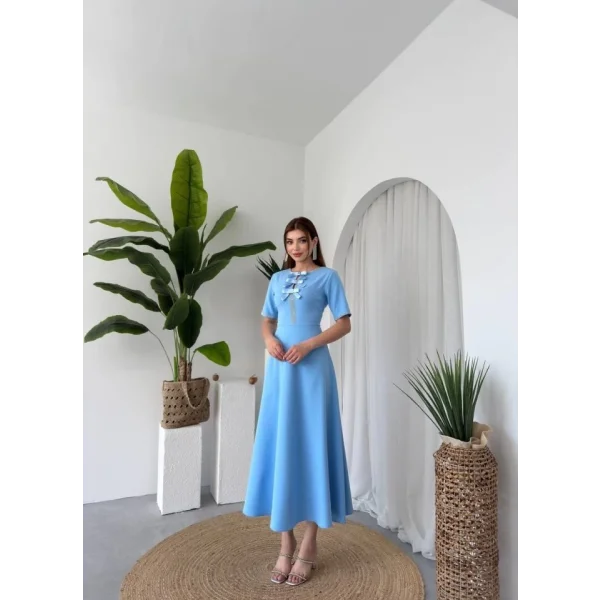 Wera Taşlı Fiyonk Detaylı Elbise