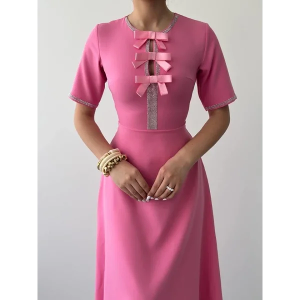 Wera Taşlı Fiyonk Detaylı Elbise