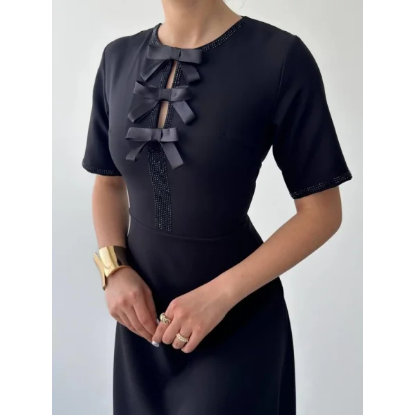 Wera Taşlı Fiyonk Detaylı Elbise