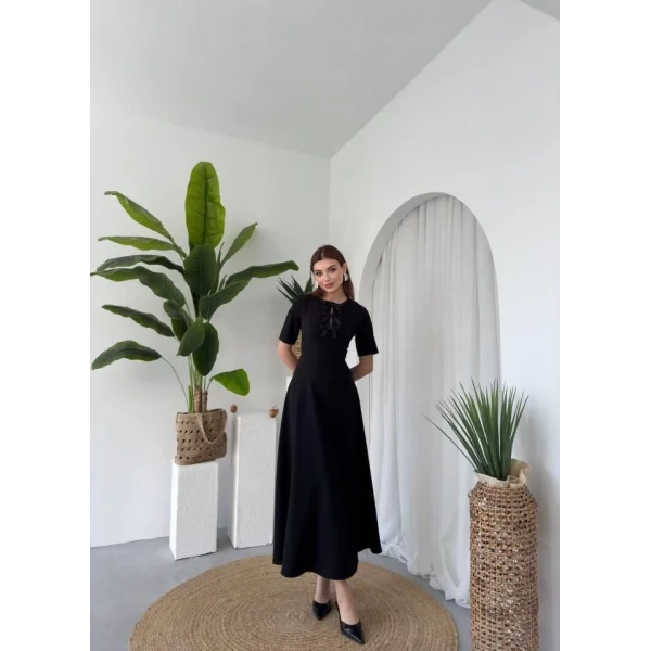 Wera Taşlı Fiyonk Detaylı Elbise