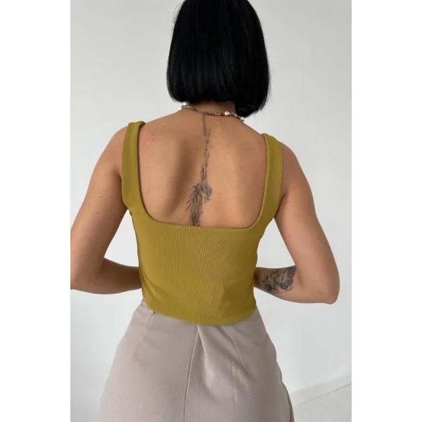 Yağ Yeşili Askılı Bluz