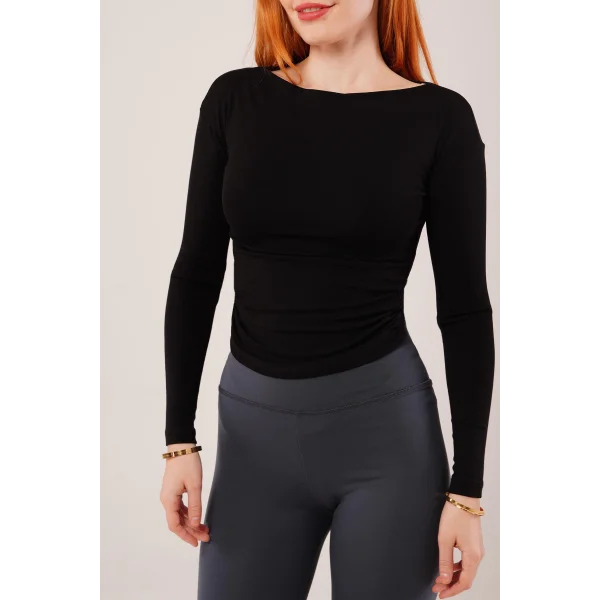 Yaka Detay Uzun Kollu Basic iyah Bluz