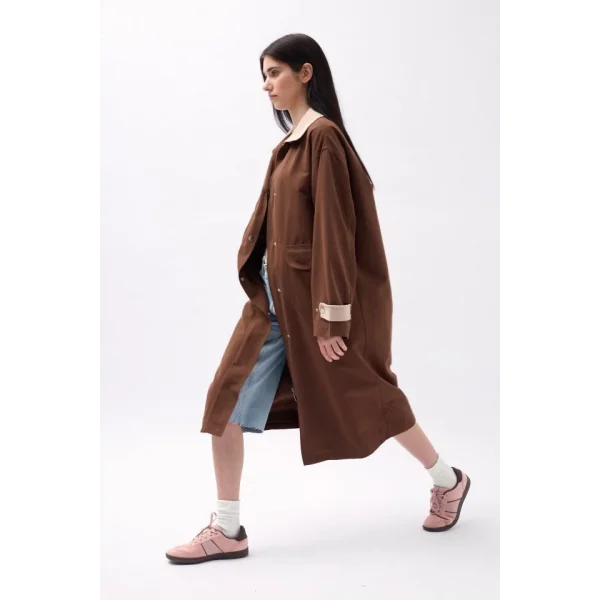 Yaka Detaylı Oversize Trençkot