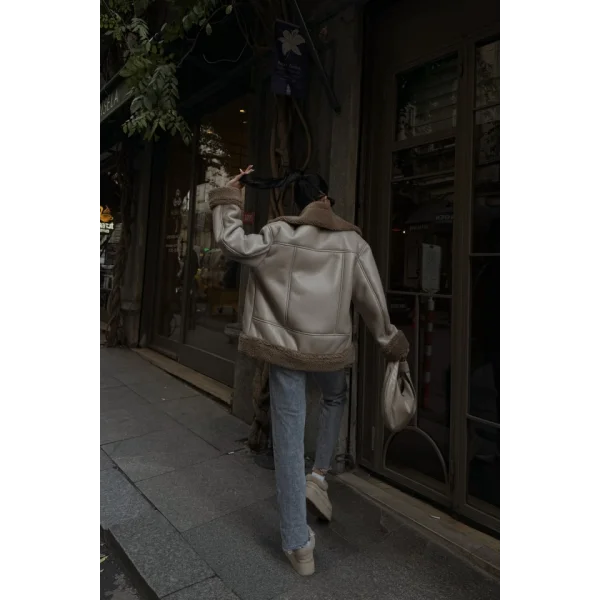 YAKA VE KO ANŞET KÜRK DETAYI DERİ ONT  Vizon