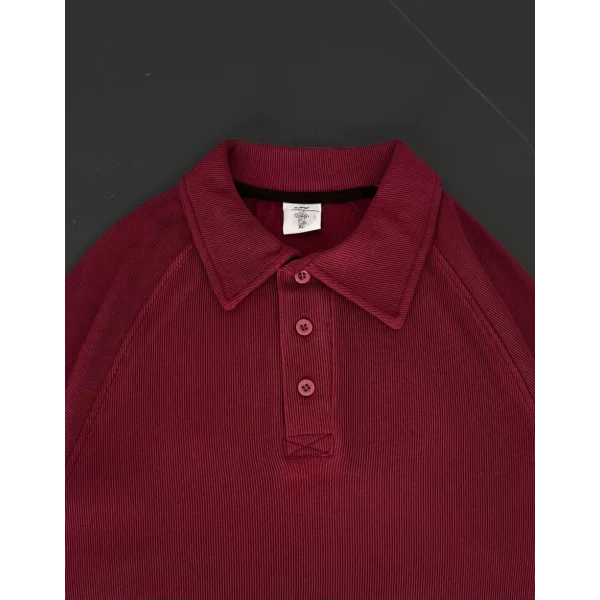 Yakalı Patlı Kısa Kol T-shirt - Bordo