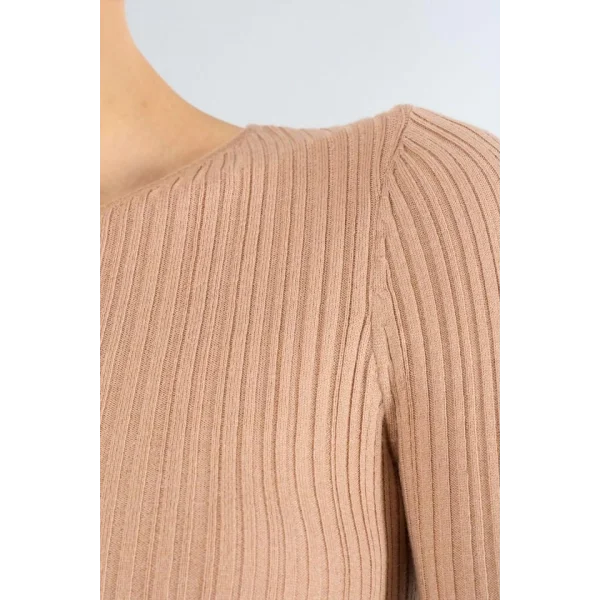 Yakası Simetri Kazak  Bej