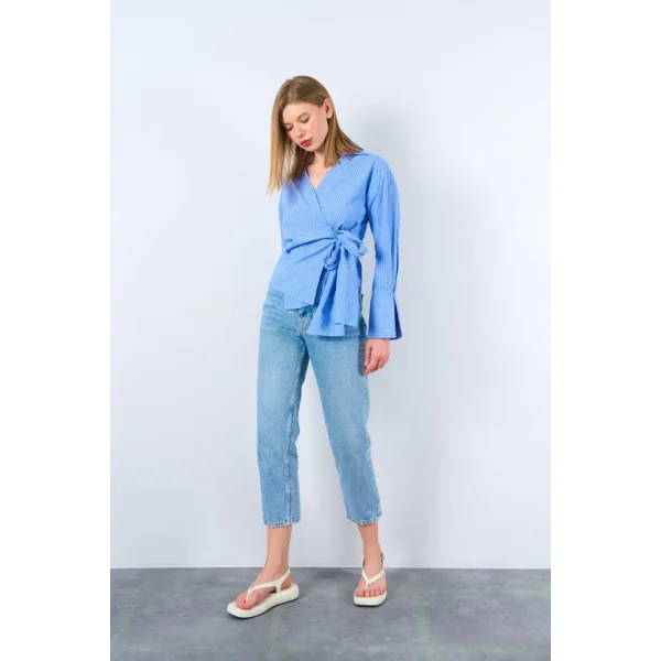 Yandan Bağalamalı Gömlek  aviBeyaz