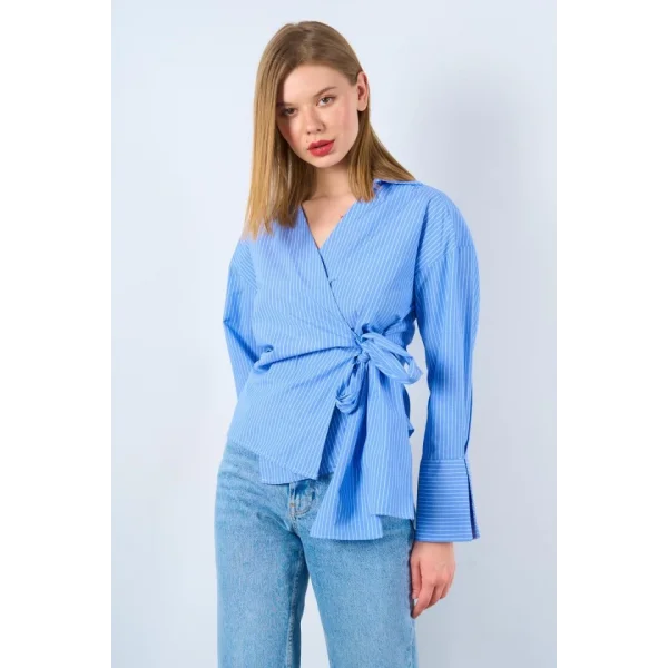 Yandan Bağalamalı Gömlek  aviBeyaz