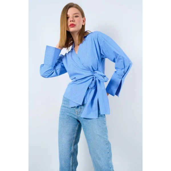 Yandan Bağalamalı Gömlek  aviBeyaz