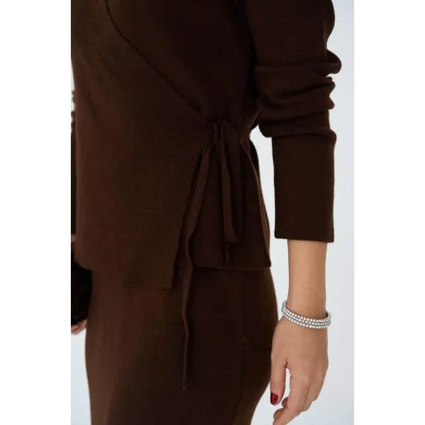 Yandan Bağlamalı Etekli Takım  Acı Kahve