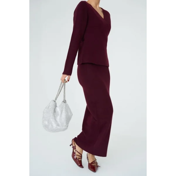 Yandan Bağlamalı Etekli Takım  Bordo