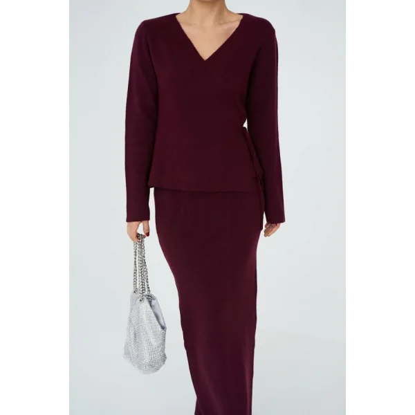 Yandan Bağlamalı Etekli Takım  Bordo