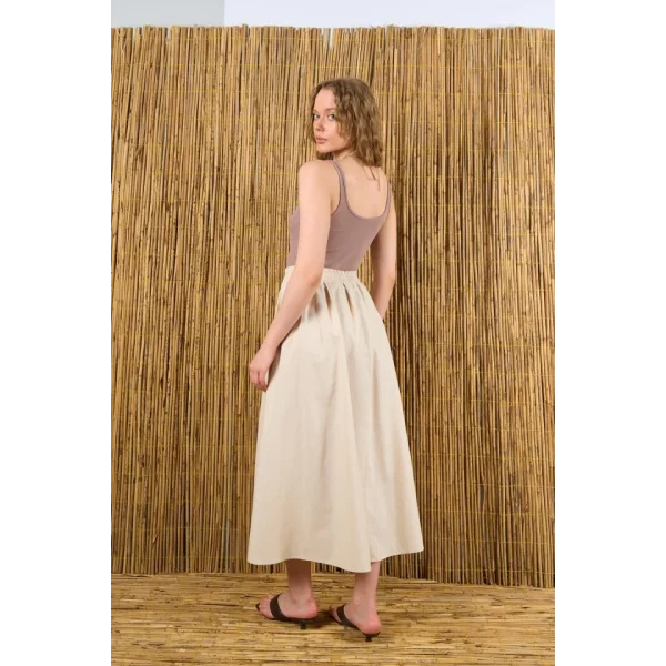 Yandan Cepli Etek  Bej