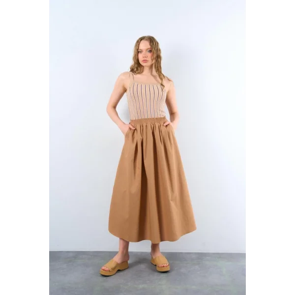 Yandan Cepli Etek  KAHVE