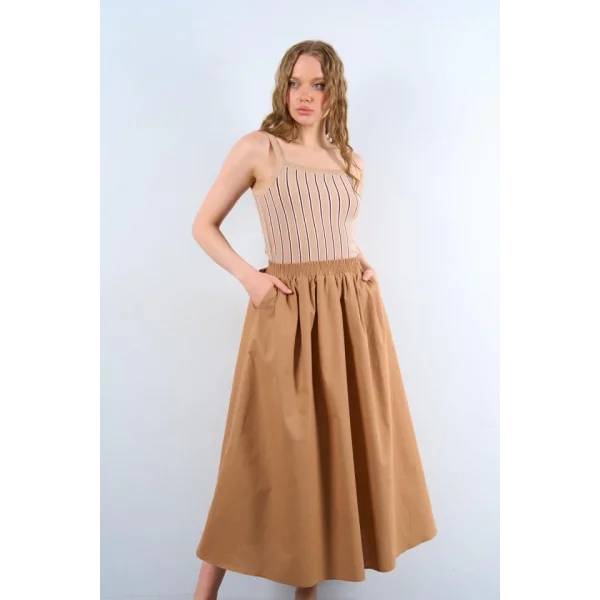 Yandan Cepli Etek  KAHVE