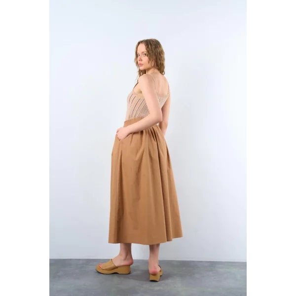 Yandan Cepli Etek  KAHVE