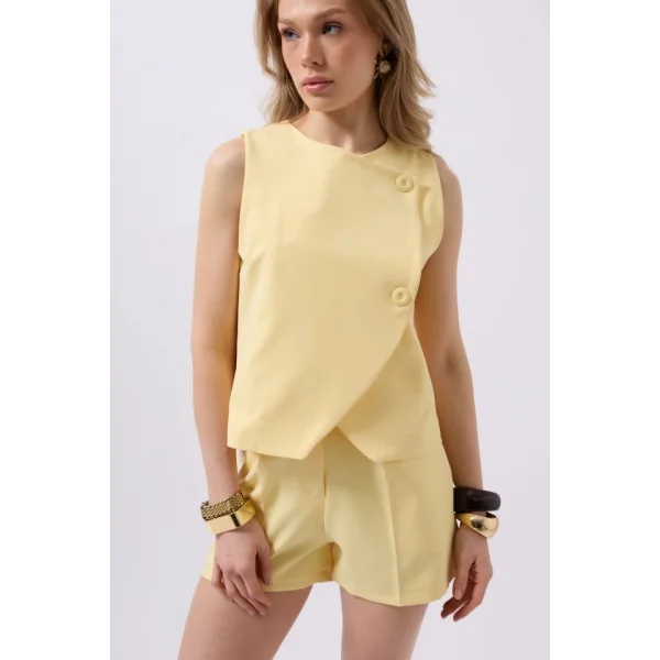 Yandan Düğmeli Dokuma Yelek