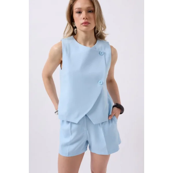 Yandan Düğmeli Dokuma Yelek