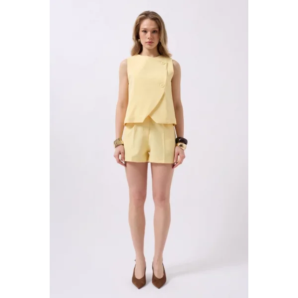 Yandan Düğmeli Dokuma Yelek