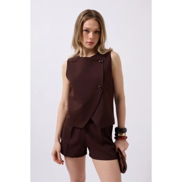 Yandan Düğmeli Dokuma Yelek