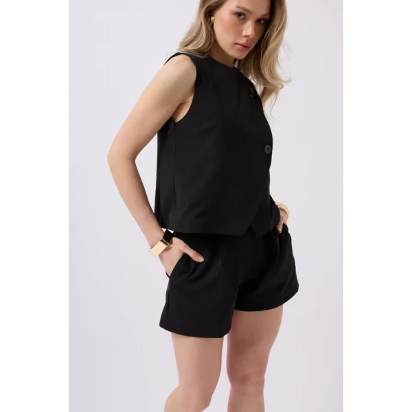 Yandan Düğmeli Dokuma Yelek