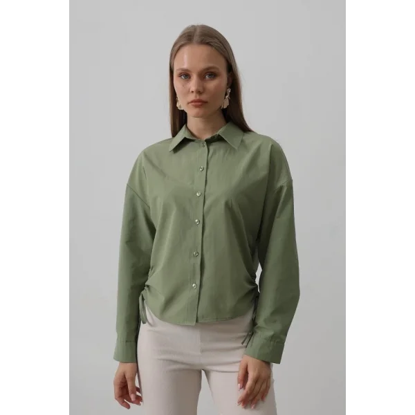 Yanları Bağlamalı Basic Gömlek - Haki