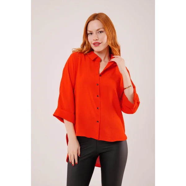 Yarasa Kol Rahat Kalıp Turuncu Gömlek