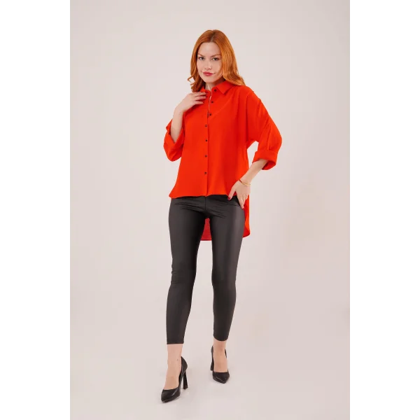 Yarasa Kol Rahat Kalıp Turuncu Gömlek