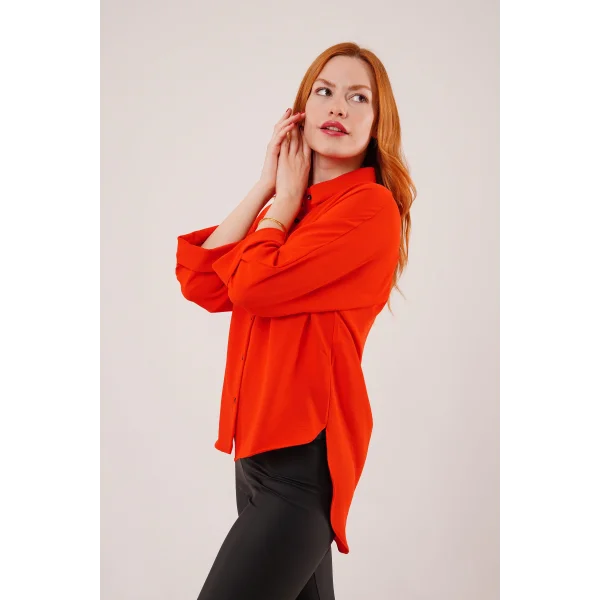 Yarasa Kol Rahat Kalıp Turuncu Gömlek