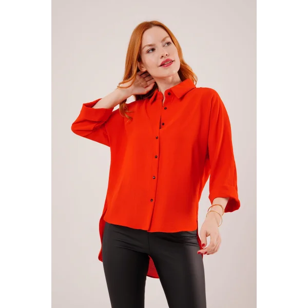 Yarasa Kol Rahat Kalıp Turuncu Gömlek