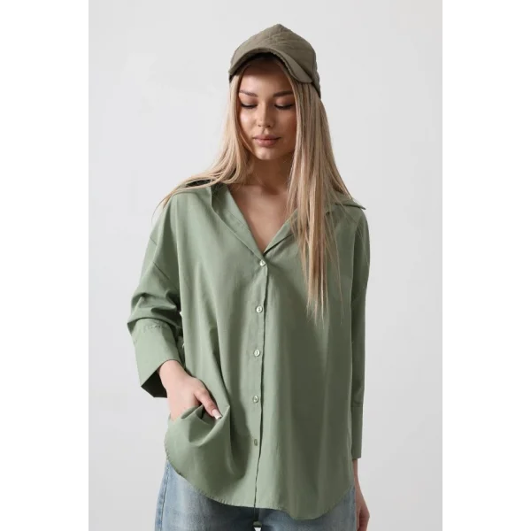 Yarım anşet Uzun Gömlek  Haki