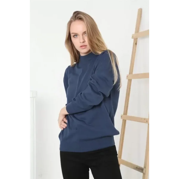 Yarım Balıkçı Yaka Triko Kazak  İndigo