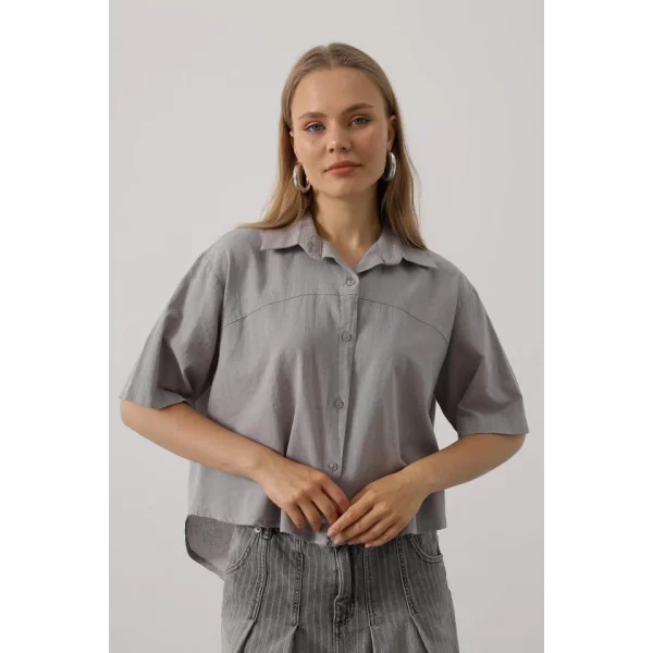 Yarım Kol Gömlek - Gri