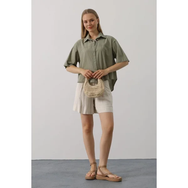 Yarım Kol Gömlek - Haki