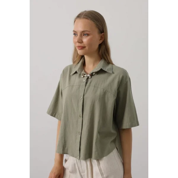 Yarım Kol Gömlek - Haki