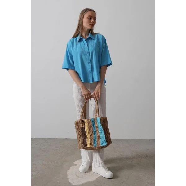 Yarım Kol Gömlek - Turkuaz