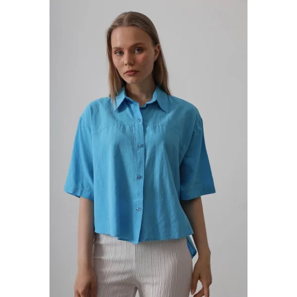 Yarım Kol Gömlek - Turkuaz