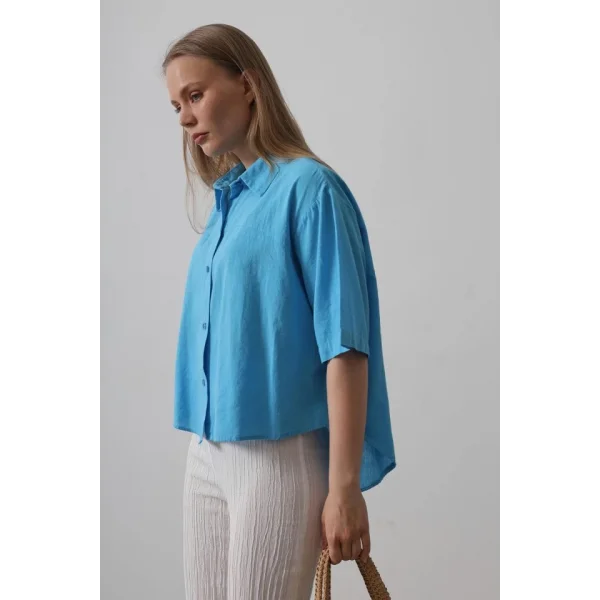 Yarım Kol Gömlek - Turkuaz